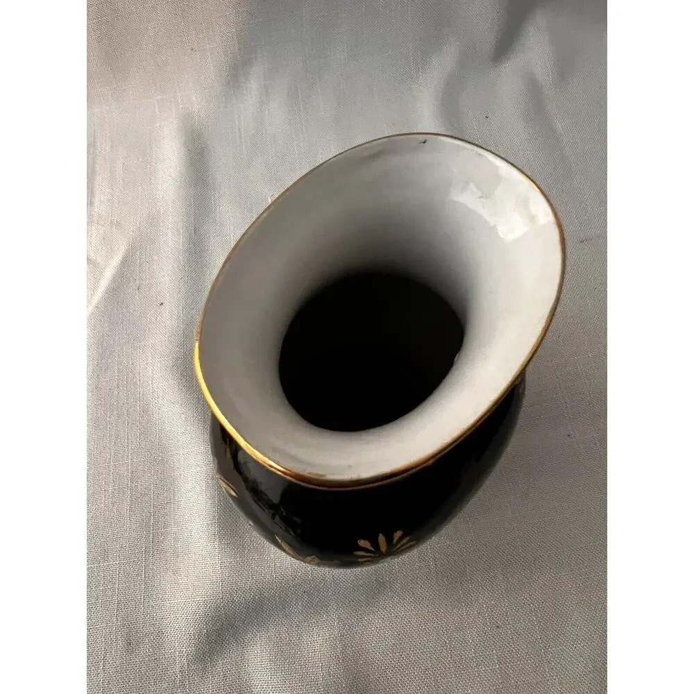 Andrea Sakek Vase Black Gold Vintage Traditional Ceramic Regency Home Decor